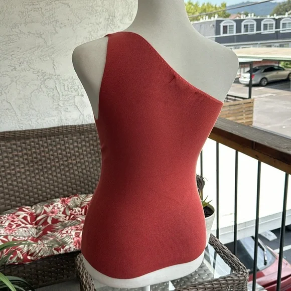 Banana Republic Stretch One Shoulder Fitting Top Size XS Silk - Picture 4 of 11